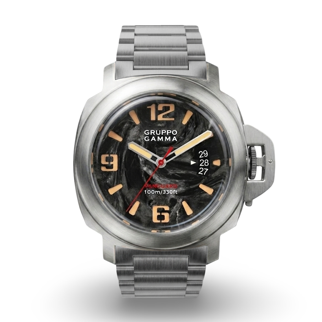 VANGUARD Stainless Steel w/ Date – Luminous Forged Carbon Dial