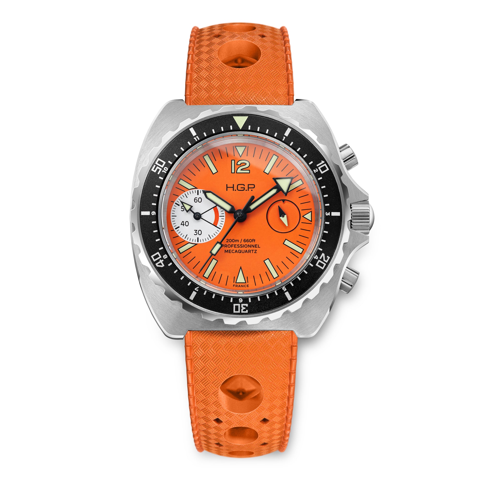Diver 200M Chrono-Mecaquartz - Orange Dial & White Big-Eye Chronograph