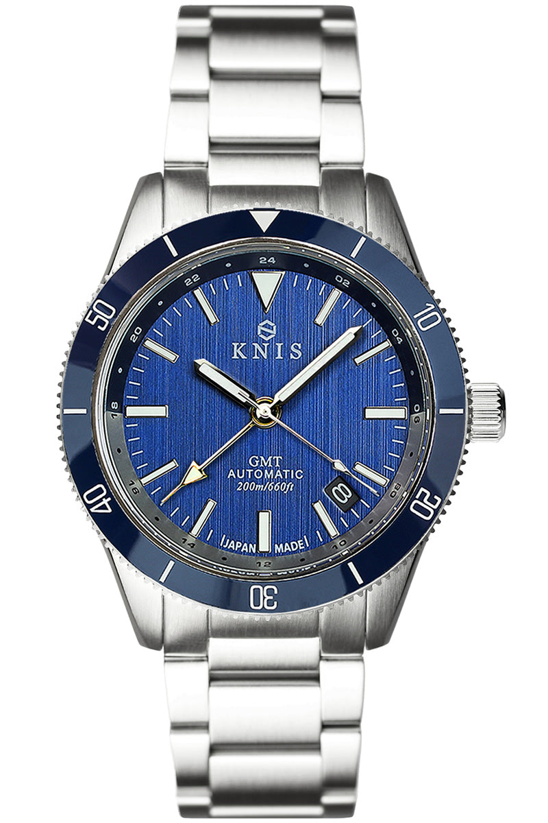 KNIS GMT Automatic Divers Watch Blue / Stainless Steel Bracelet (KN007-BL)