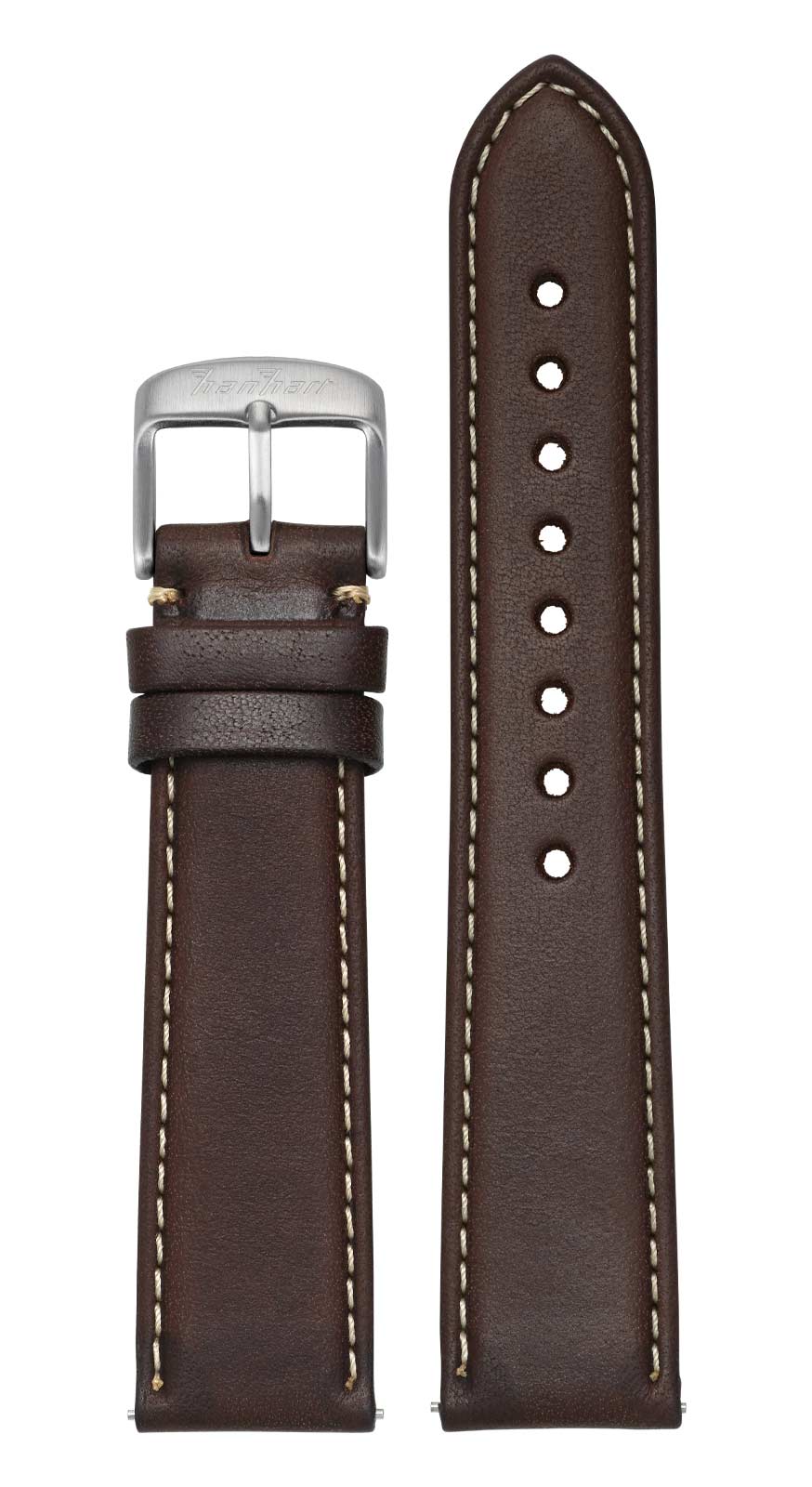 415 ES Kalbslederarmband dunkelbraun ohne Nieten (20 mm)