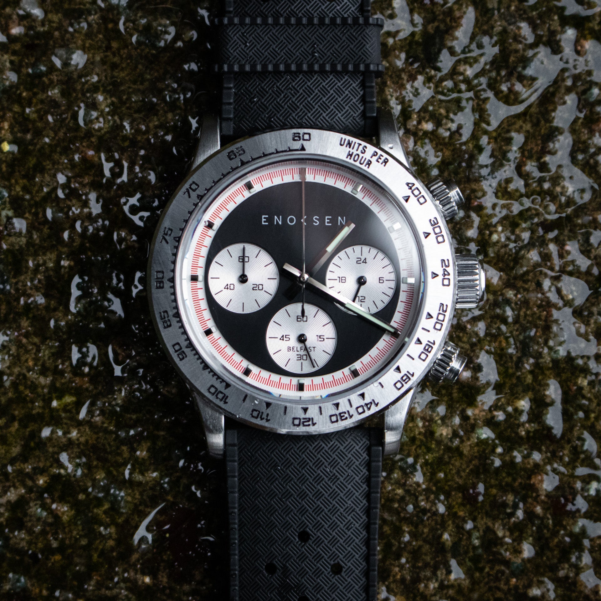 KRONO E08/B ◇ Meca-Quartz Chronograph - 39mm - Black Reverse Panda Steel
