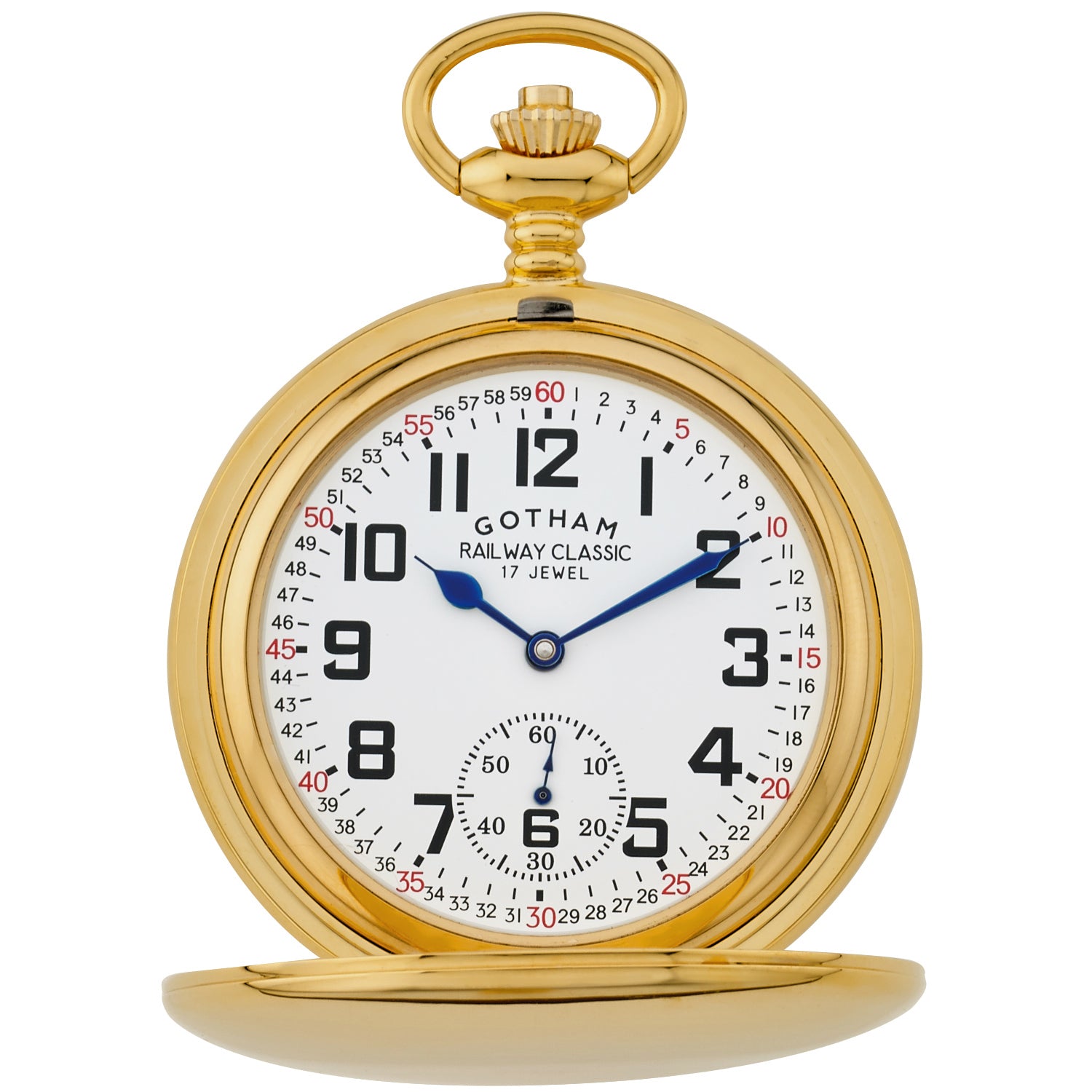 Gold-Tone Railroad Style Double Hunter Mechanical