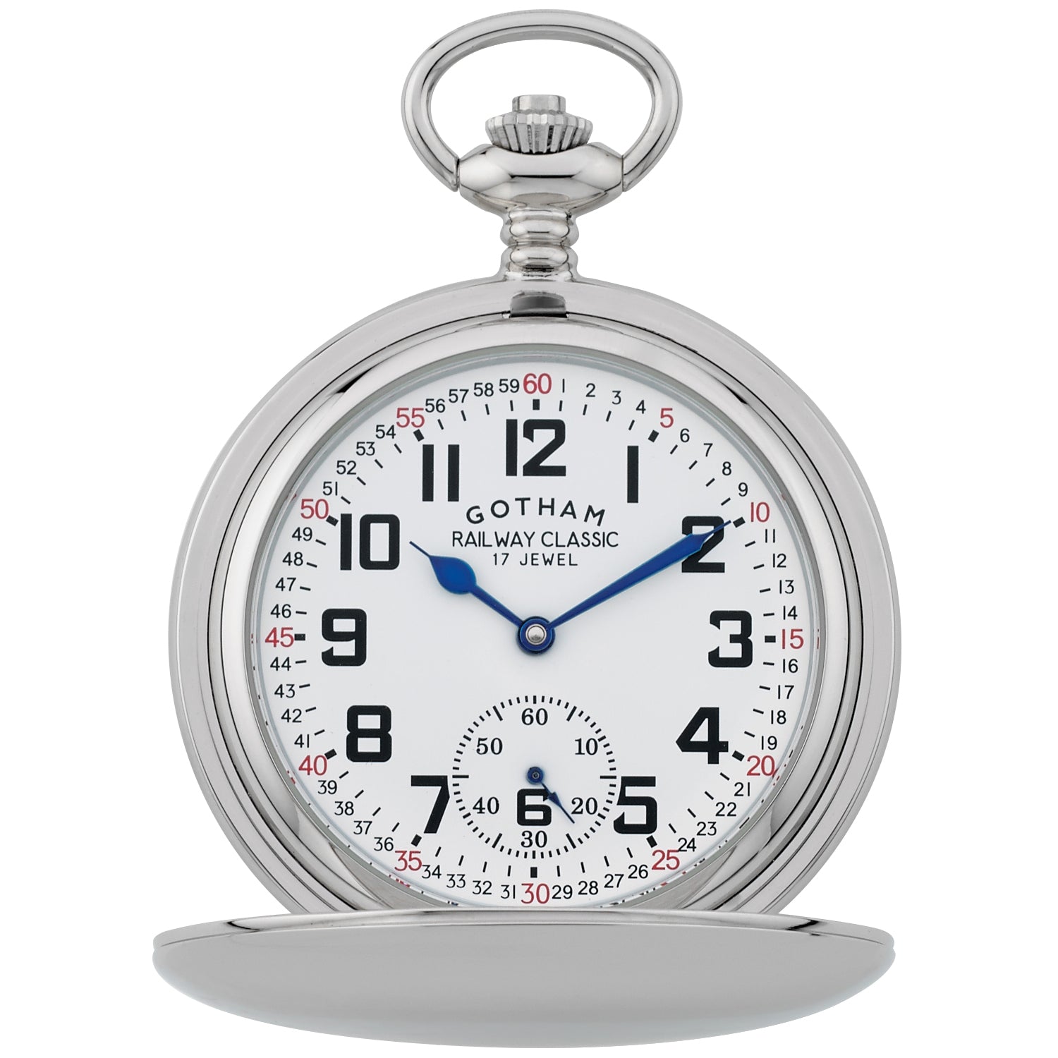 Silver-Tone Railroad Dial Double Hunter Mechanical