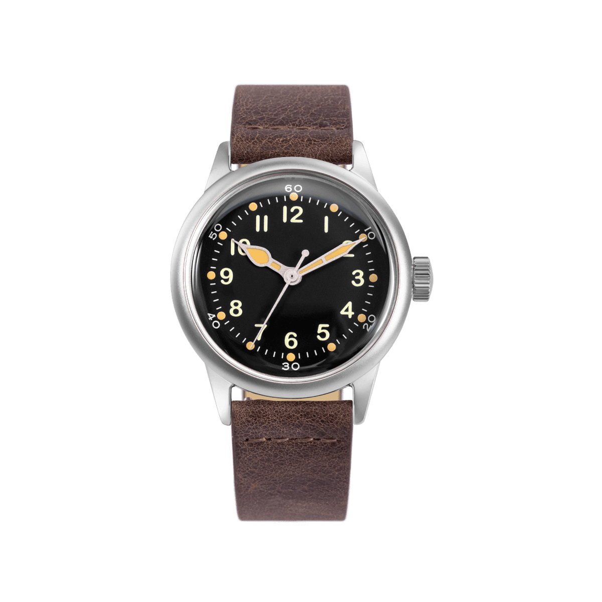 Service Watch Black - Brown Leather