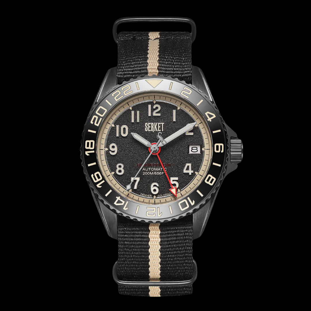 BLACKPOOL GMT AUTOMATIC Vintage Black on Black DLC 40MM