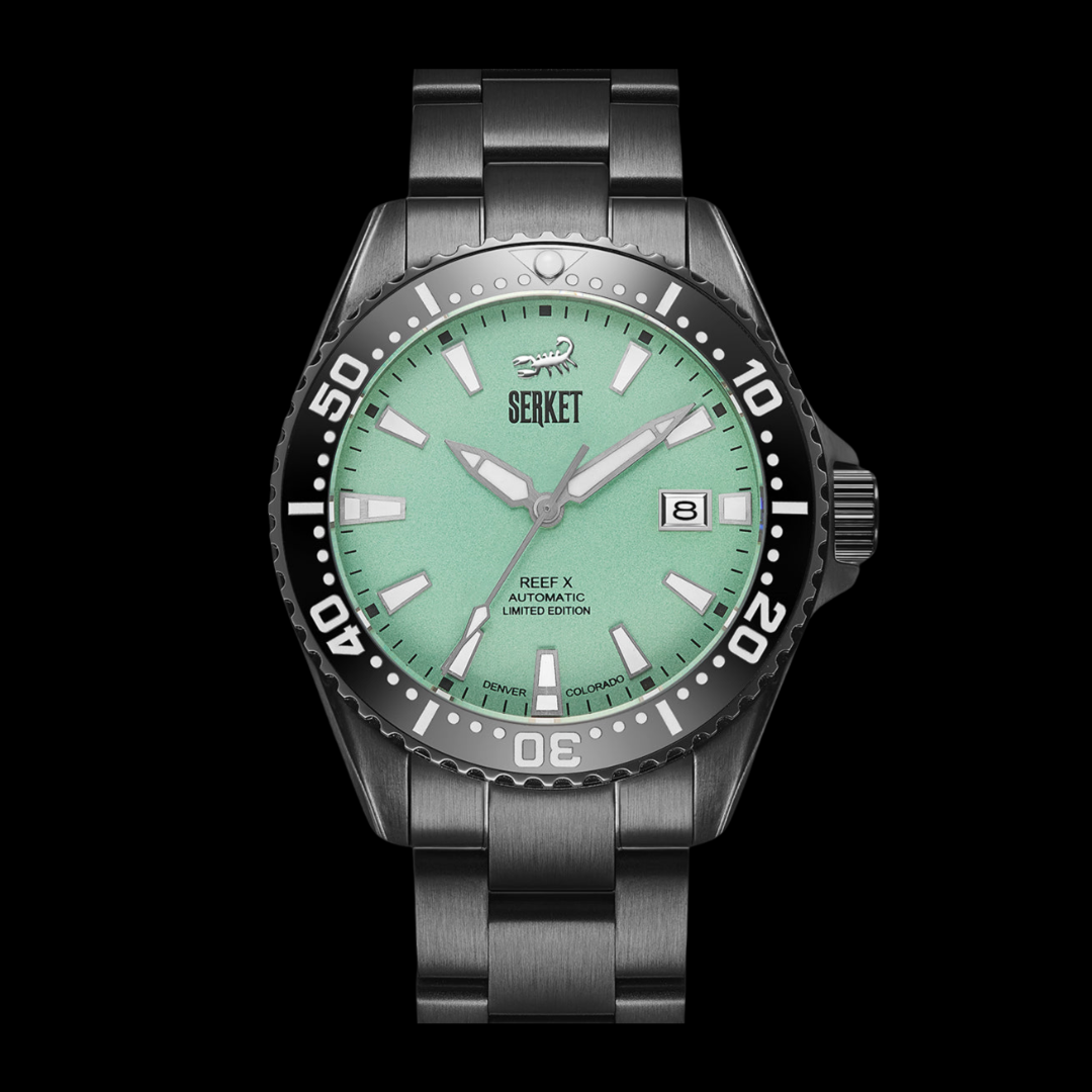 REEF X AUTOMATIC DIVER Mint Green Black DLC Limited Edition 43MM
