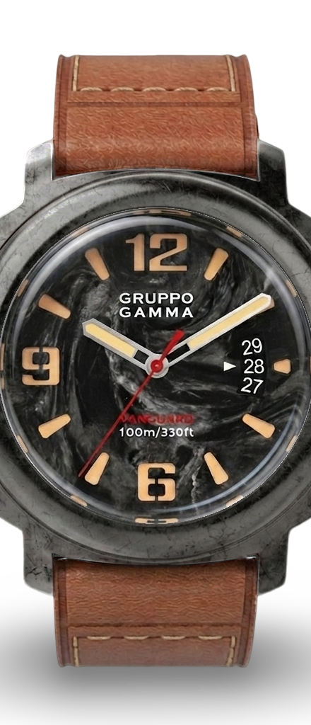 VANGUARD Aged Steel w/ Date – Luminous Forged Carbon Dial