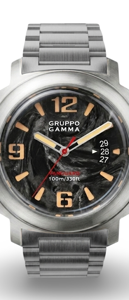 VANGUARD Stainless Steel w/ Date – Luminous Forged Carbon Dial