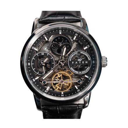 Automatic Moonphase Skeleton Strata Silver Black