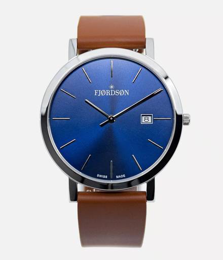 #9142 | Blue Dial With Brown Rubber Strap - Men's Watch