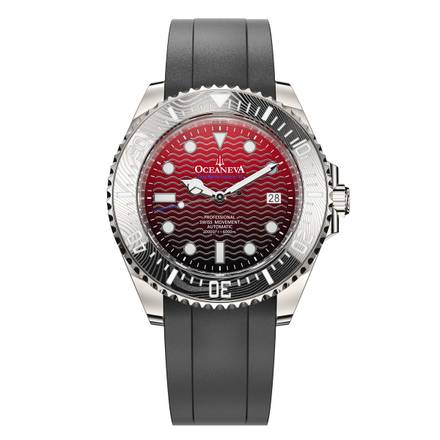 Oceaneva 6000m Deep Marine Explorer VI Grade 5 Titanium Automatic Watch Red Black Dial
