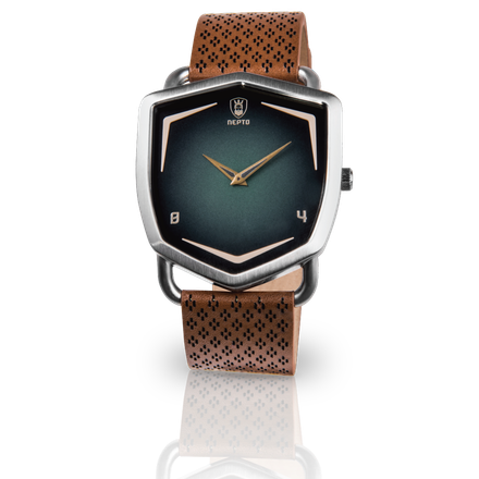 Green Spectra Watch - Brown Pattern Leather