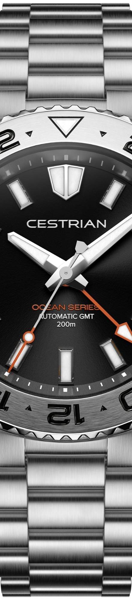 Cestrian Ocean Series GMT 42mm Black Dial Steel Bracelet Automatic Men's Watch