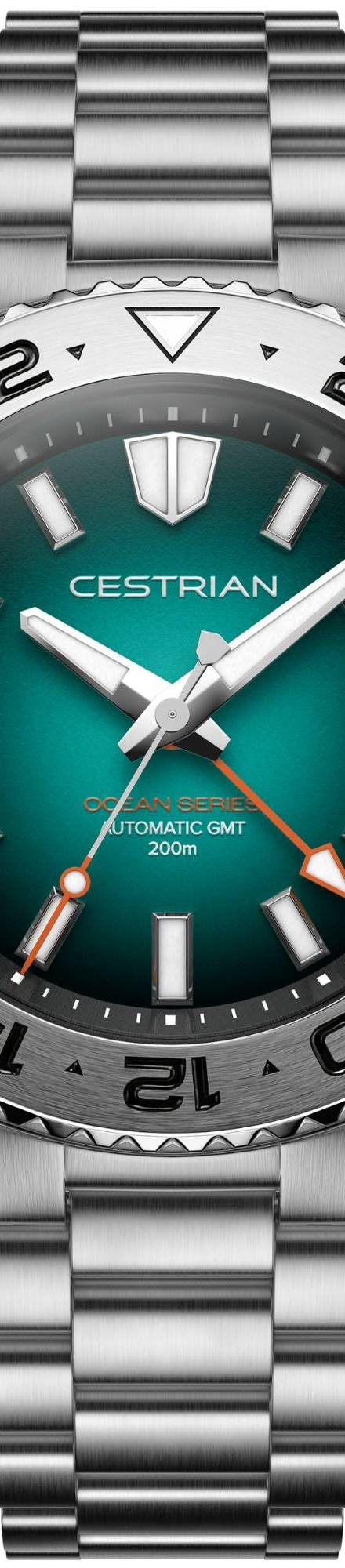 Cestrian Ocean Series GMT 42mm Green Fumé Dial Steel Bracelet Automatic Men's Watch