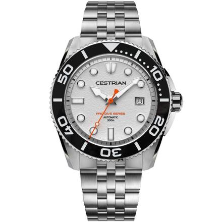 Cestrian Pro Dive Series 42mm White Dial Steel Bracelet Automatic 300m Men's Watch