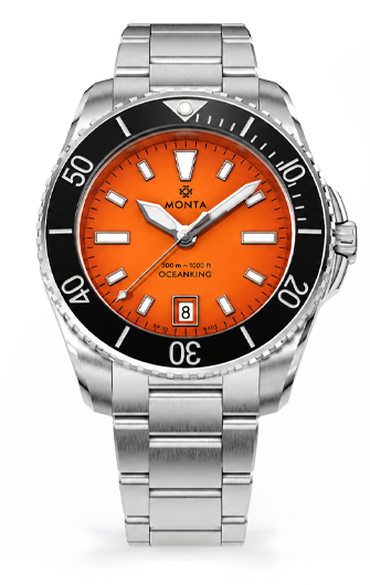 Monta Oceanking, 60-Minute Bezel, with Date, Orange Dial, Ceramic Bezel