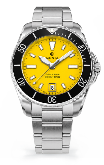 Monta Oceanking, 60-Minute Bezel, with Date, Yellow Dial, Ceramic Bezel
