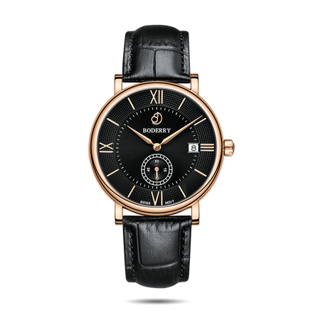 ELEGANT - Swiss Quartz Movement Watch | Rose Gold & Black Dial