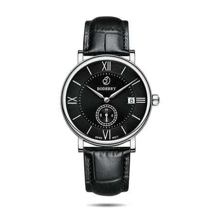 ELEGANT - Swiss Quartz Movement Watch | Silver & Black Dial
