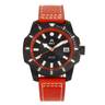 Shield Shaw Leather-Band Men's Diver Watch w/Date - Black/Orange