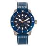 Shield Shaw Leather-Band Men's Diver Watch w/Date - Silver/Blue